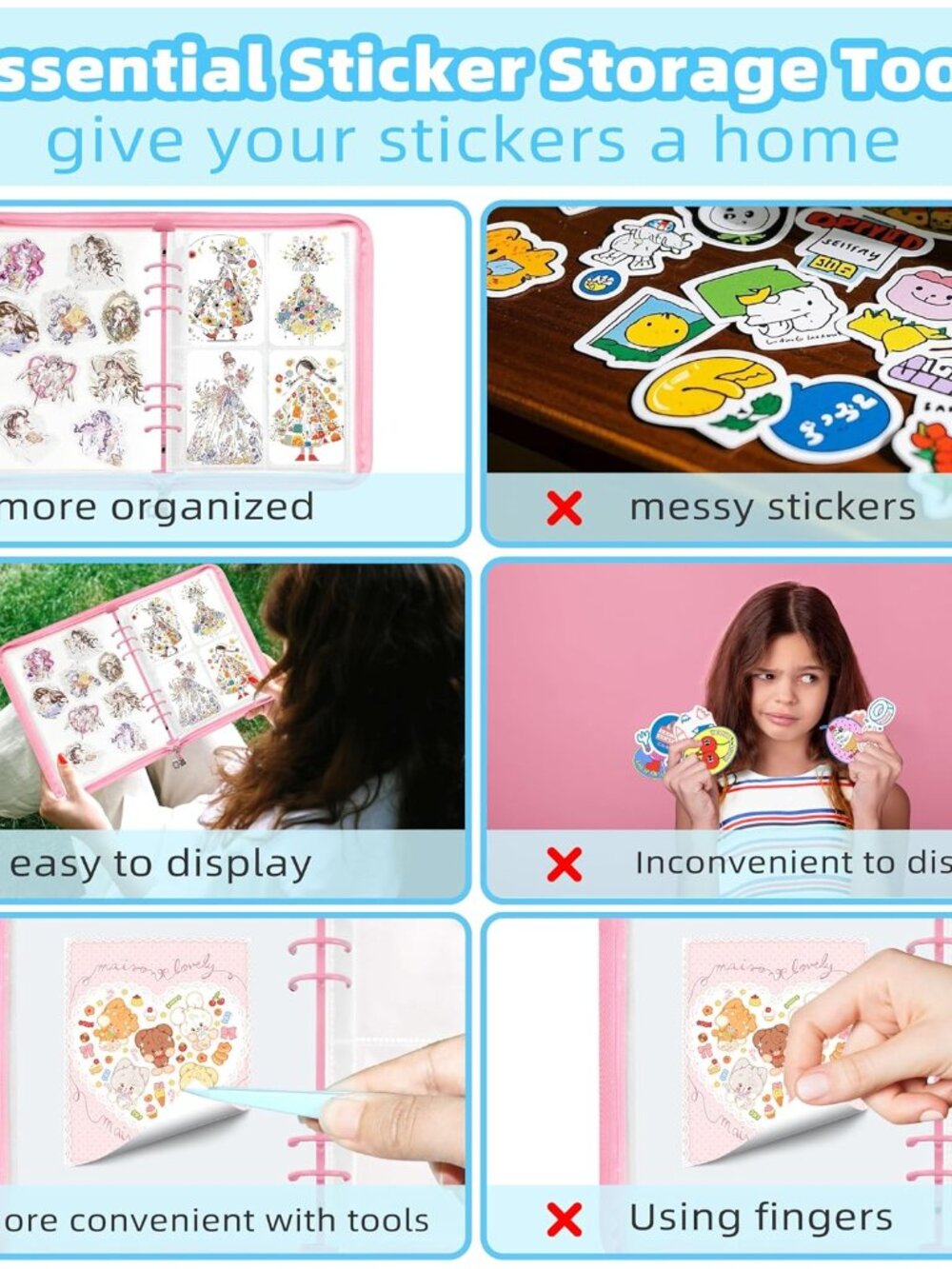 Sticker Organizer Binder Sticker Storage Organizer Reusable Sticker Book Collect - Picture 6 of 7